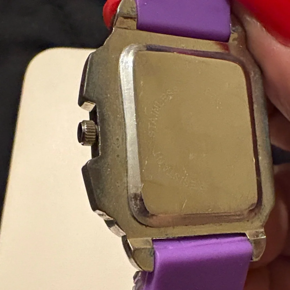 Purple Silicone Strap Watch with Silver Accents
